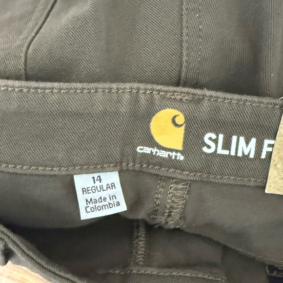 Carhartt Rugged Flex Slim Fit Twill 5 Pocket Work Pant Green Brown Jeans - Picture 7 of 7